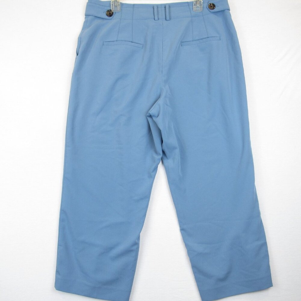 Ann Taylor Women's Pants Blue Waist Tabs Size 14P Wide Leg Trouser Pockets - Picture 2 of 7